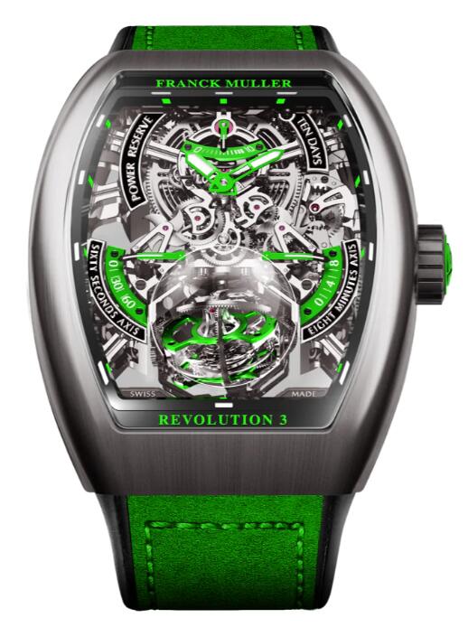 FRANCK MULLER Vanguard Revolution 3 Skeleton Titanium - Green V50 REV 3 PR SQT BR (VR) Replica Watch